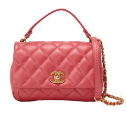 Mini Business Affinity Top Handle, Lambskin, Metallic Red, 28930715, B/AC,